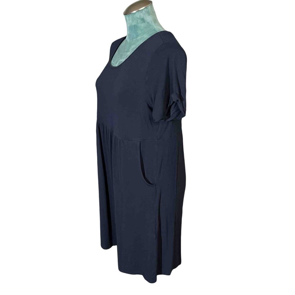 J Jill Women's Scoop-Neck Stretch Cuffed Sleeve Knit Tee Dress Navy Blue Size MP - Picture 5 of 10